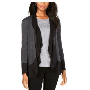 Style & Co XS Black Gray Ribbed Cardigan 3U410